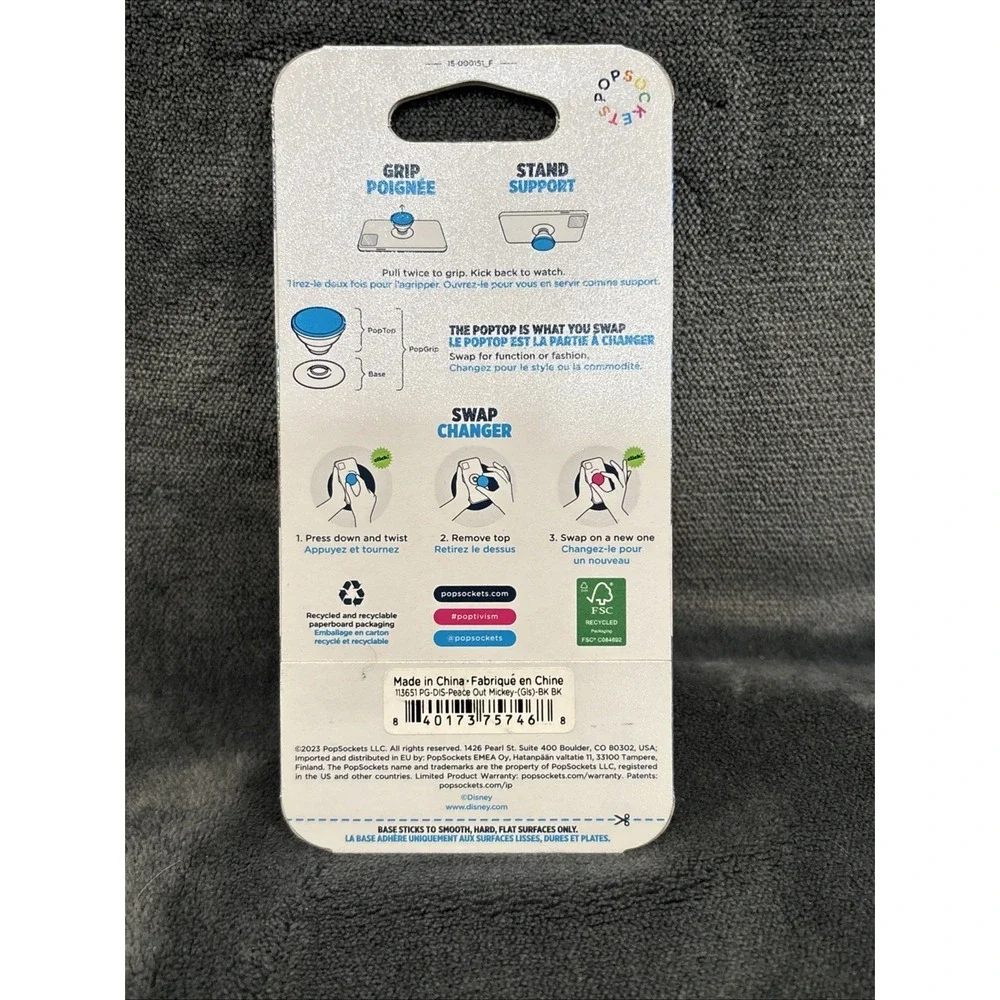 PopSockets PopGrip Disney Mickey Mouse‎ Phone Grip & Stand - Peace Out Mickey